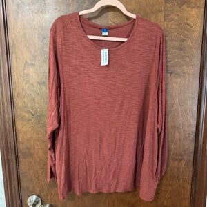 Old Navy Women's Rust Orange slub knit long sleeve t-shirt